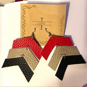 5/$25 Faux multicolor leather arrow earrings